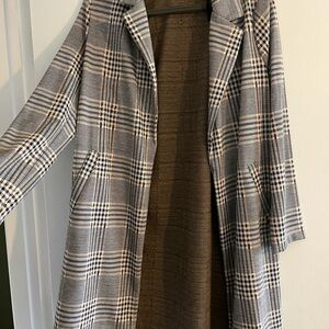 MELLODAY Gray Plaid Trench Coat